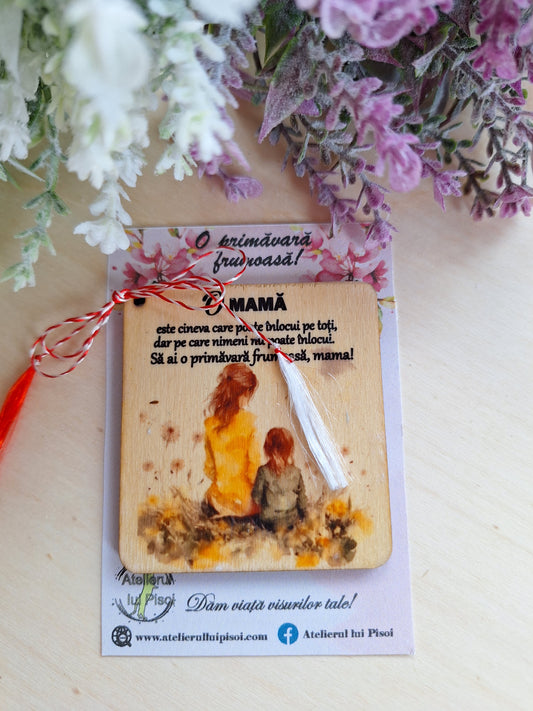 Martisor personalizat lemn -mama cu copil-ALTP 27