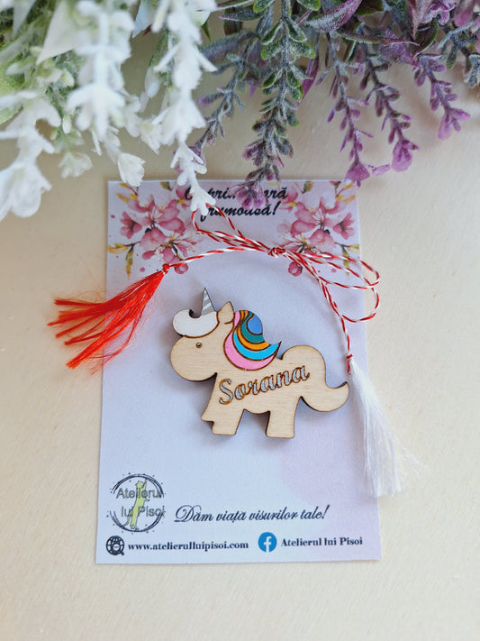 Martisor lemn personalizat Unicorn ALTP 3