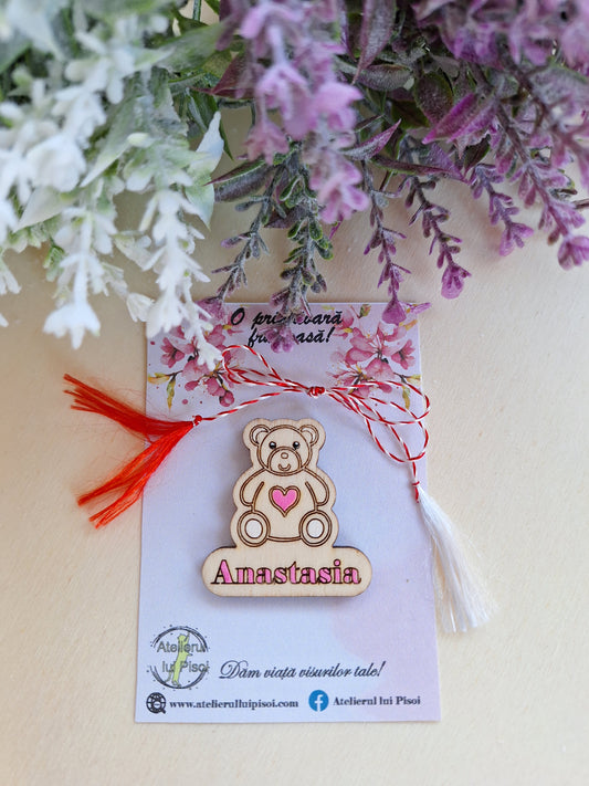 Martisor lemn personalizat Ursulet ALTP 18