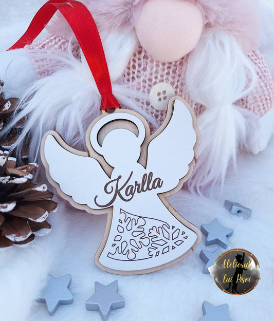 Glob lemn personalizat Christmas angel-v3-ALTP75