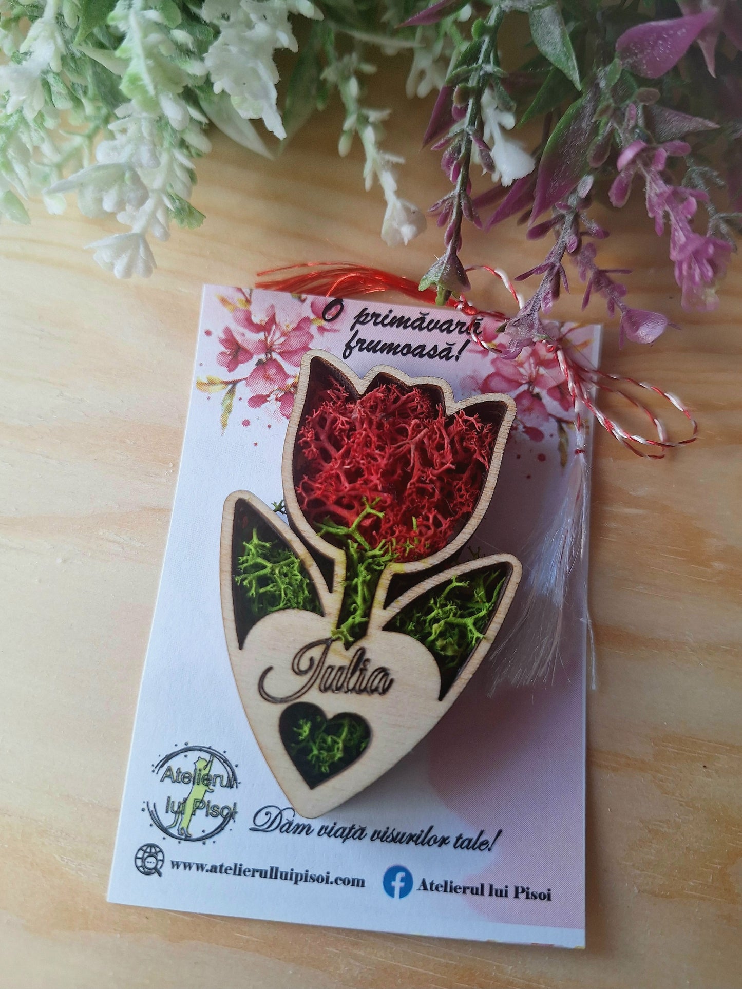 Martisor licheni personalizat-Lalea