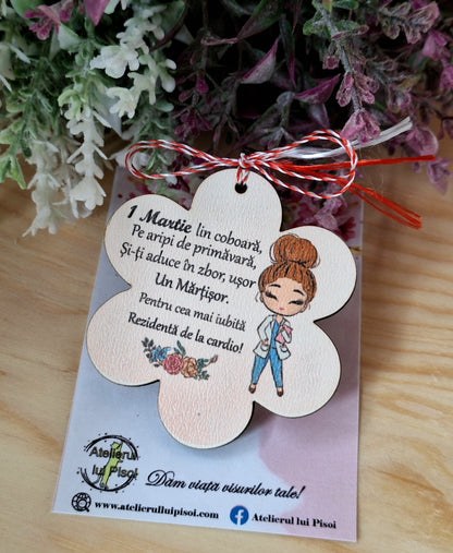 Martisor personalizat lemn -Medic/ Asistenta -ALTP 49