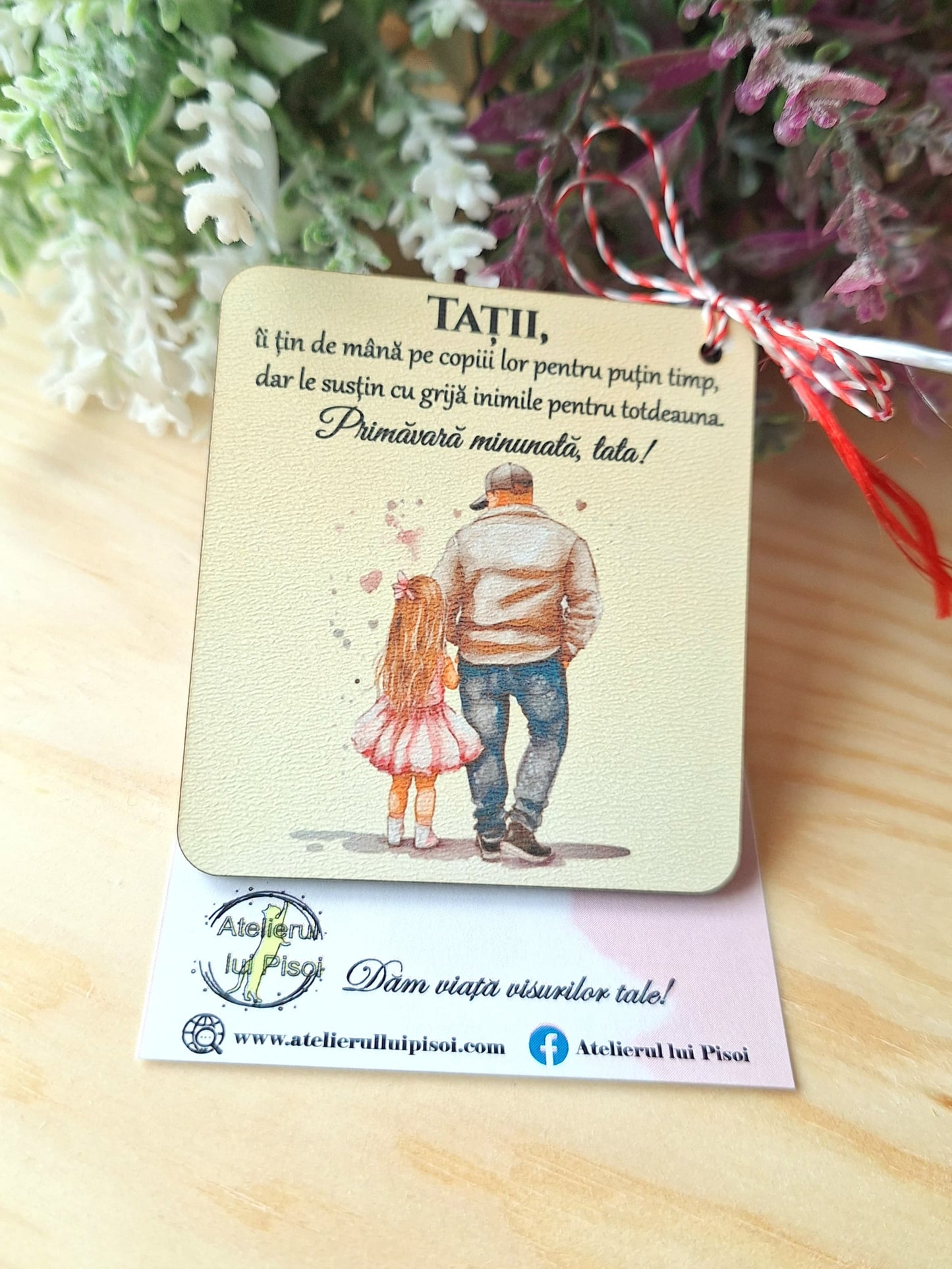 Martisor personalizat lemn- Tata/ unchi si fetita-ALTP 3