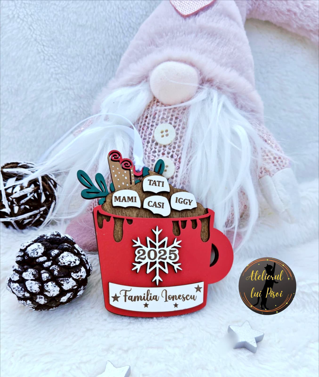 Glob din lemn personalizat Christmas Marshmallows - ALTP 93