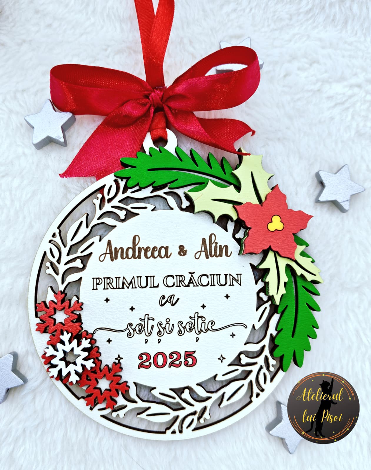 Glob din lemn personalizat Primul Craciun - ALTP 94