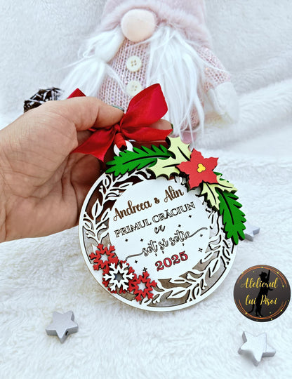 Glob din lemn personalizat Primul Craciun - ALTP 94