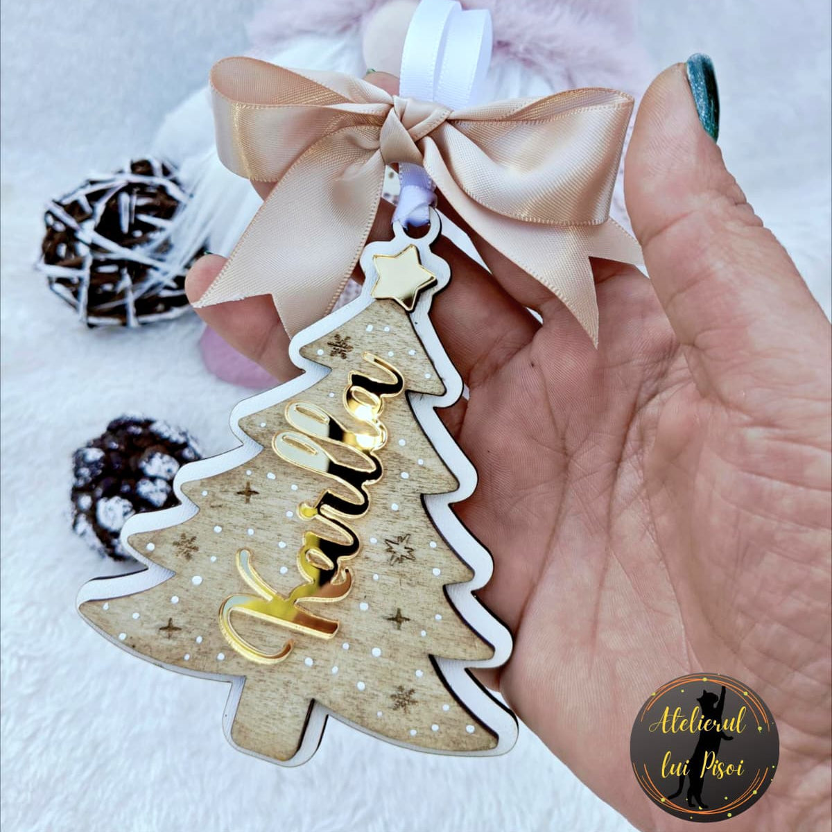 Glob lemn personalizat Christmas tree-v2-ALTP 98