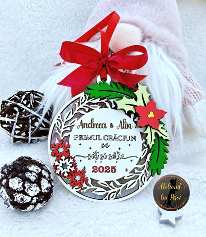 Glob din lemn personalizat Primul Craciun - ALTP 94