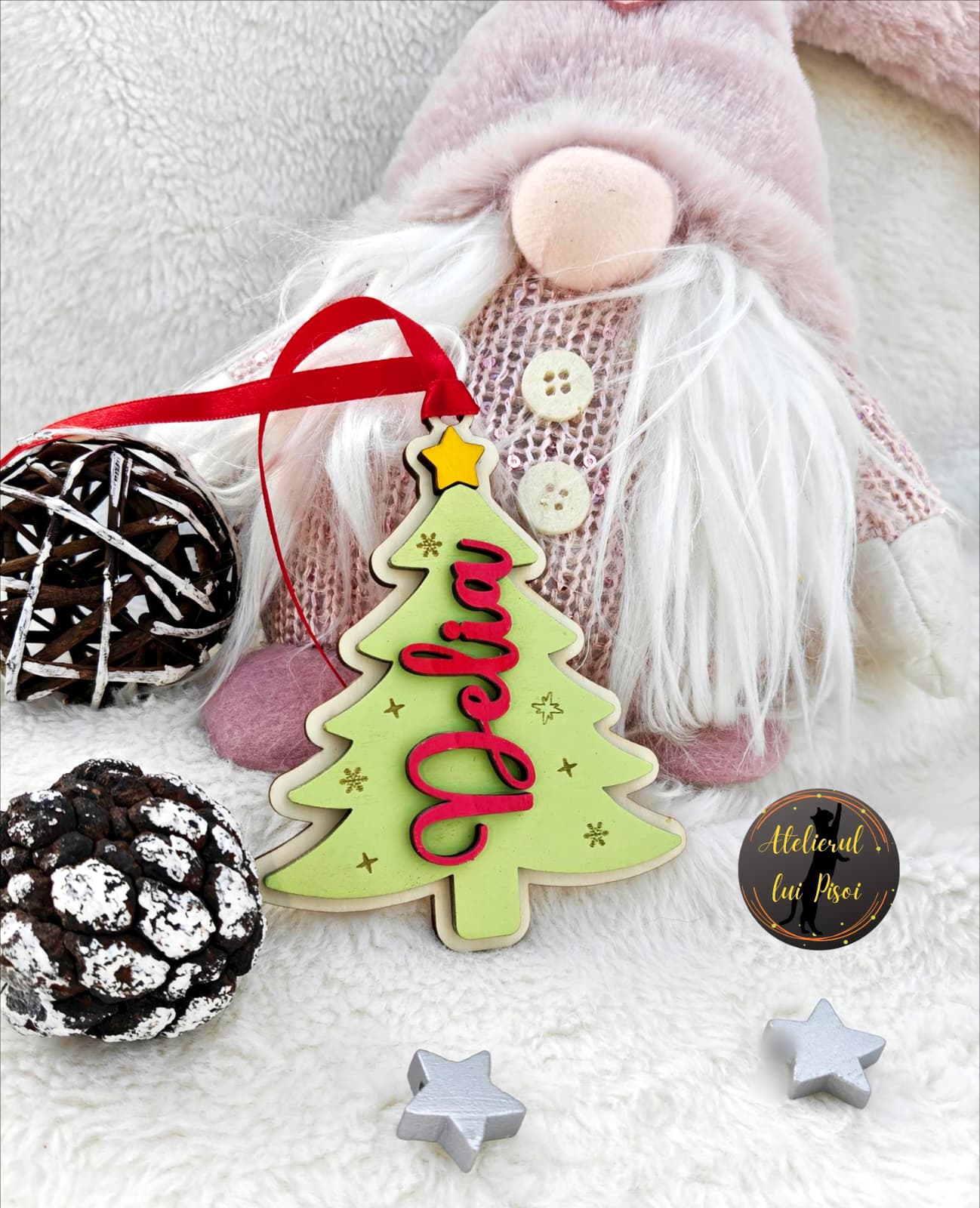 Glob lemn personalizat Christmas tree-v1-ALTP 97