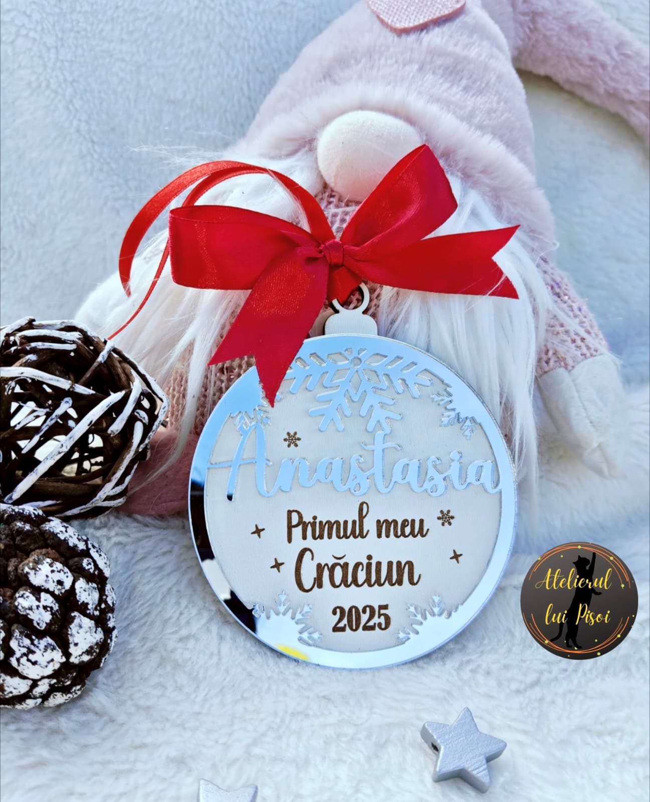 Glob lemn personalizat -Primul Crăciun- ALTP 88