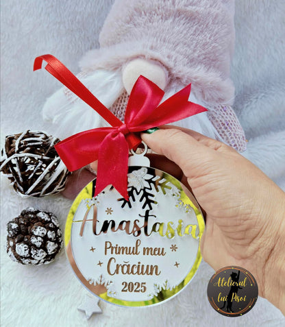 Glob lemn personalizat -Primul Crăciun- ALTP 88