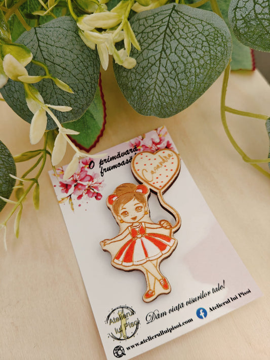 Martisor lemn personalizat mica balerina