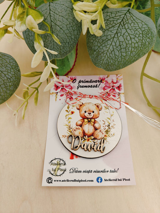 Martisor personalizat cu nume-Ursulet baietel-ALTP 78
