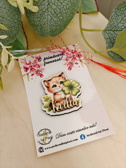 Martisor personalizat cu nume - Pisicuta norocosa-ALTP 71