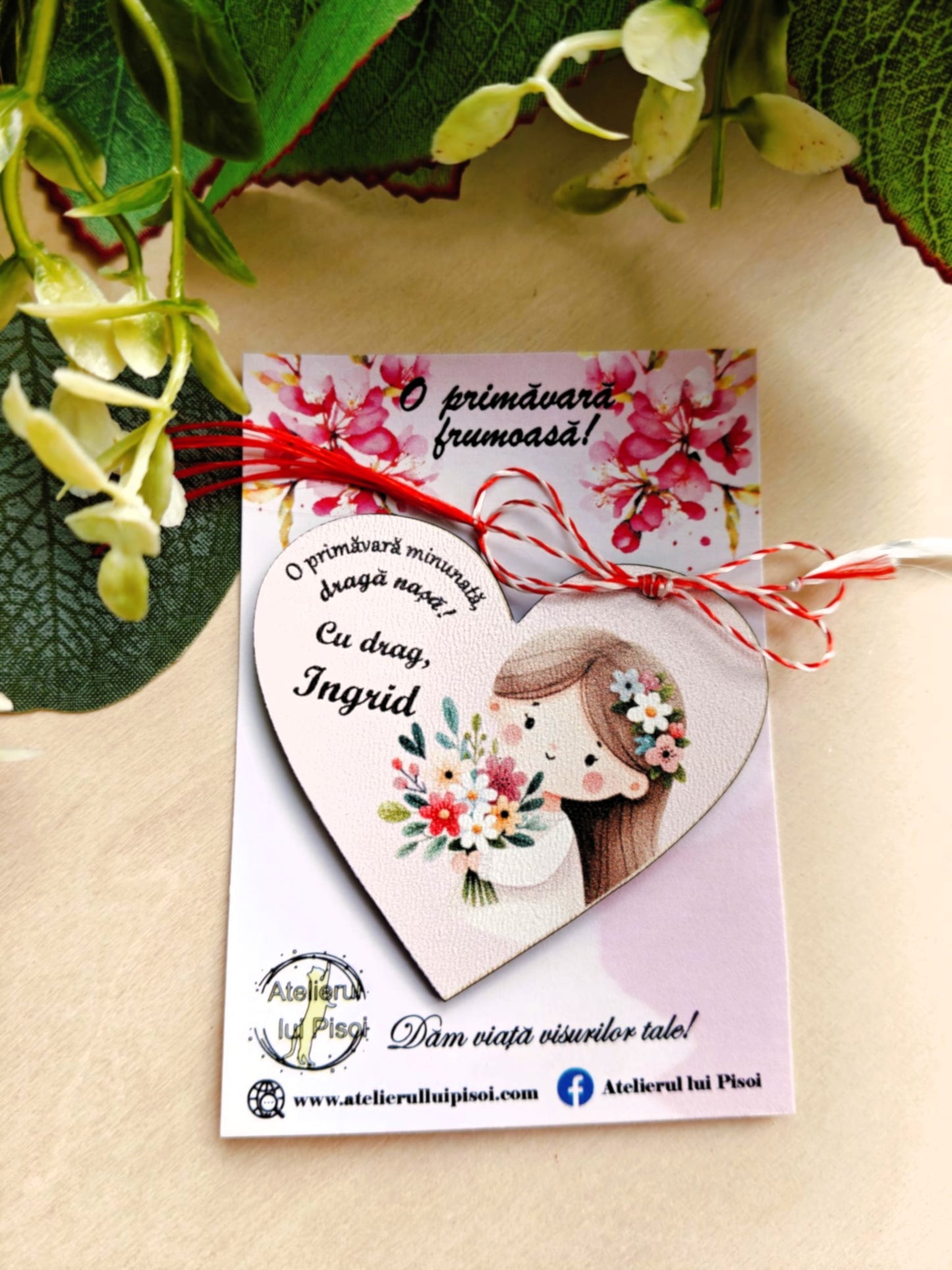 Martisor personalizat lemn pentru educatoare / nasa/ bunica- ALTP 63