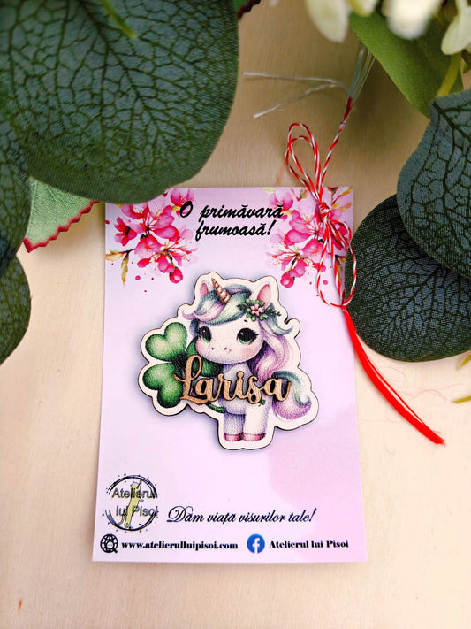 Martisor personalizat cu nume - Unicorn norocos-ALTP 80