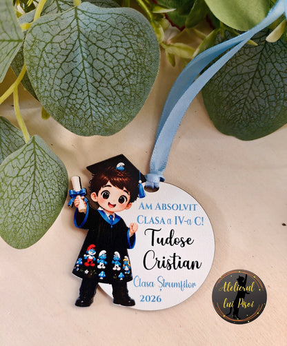 Medalie personalizata absolvire-Strumfi-ALTP8