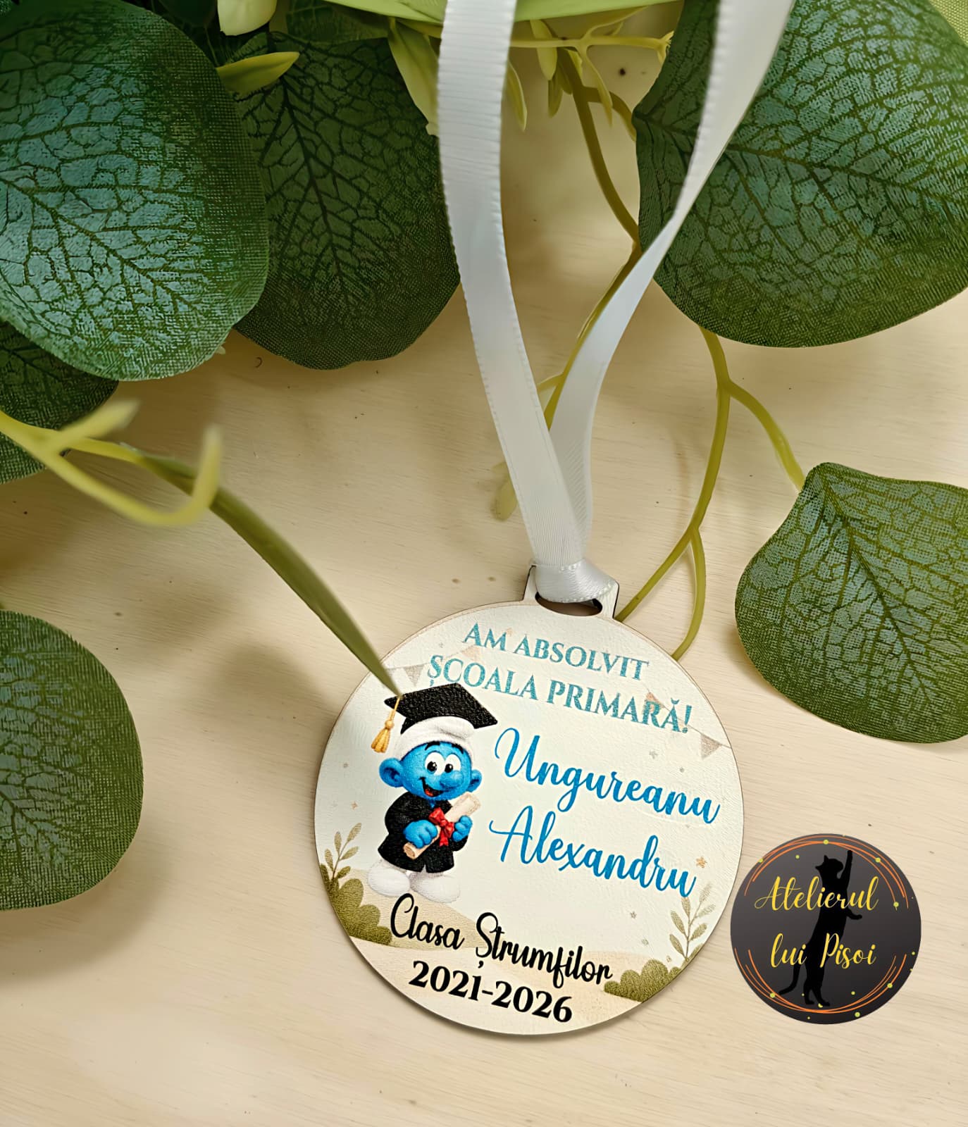 Medalie personalizata absolvire-Strumfi-ALTP7