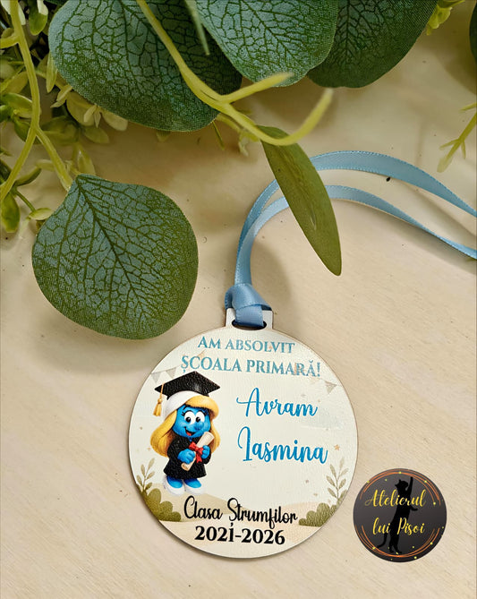 Medalie personalizata absolvire-Strumfi-ALTP7