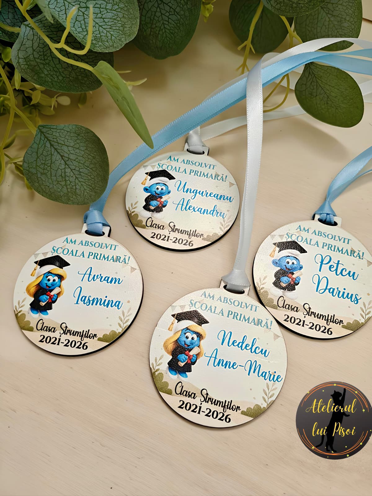 Medalie personalizata absolvire-Strumfi-ALTP7