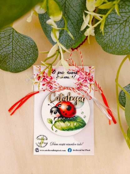 Martisor personalizat lemn- Buburuza- ALTP 32