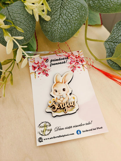Martisor personalizat lemn-Iepuras- ALTP 58
