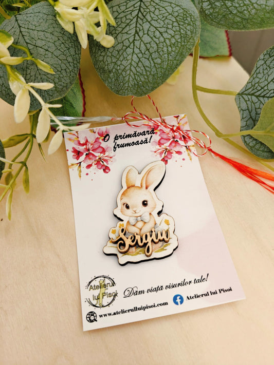 Martisor personalizat lemn-Iepuras- ALTP 58