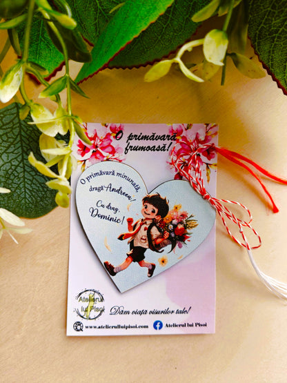 Martisor personalizat lemn pentru educatoare-Fetita/Baiat - ALTP 10