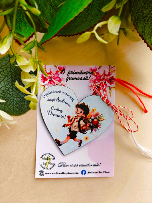 Martisor personalizat lemn pentru educatoare-Fetita/Baiat - ALTP 10