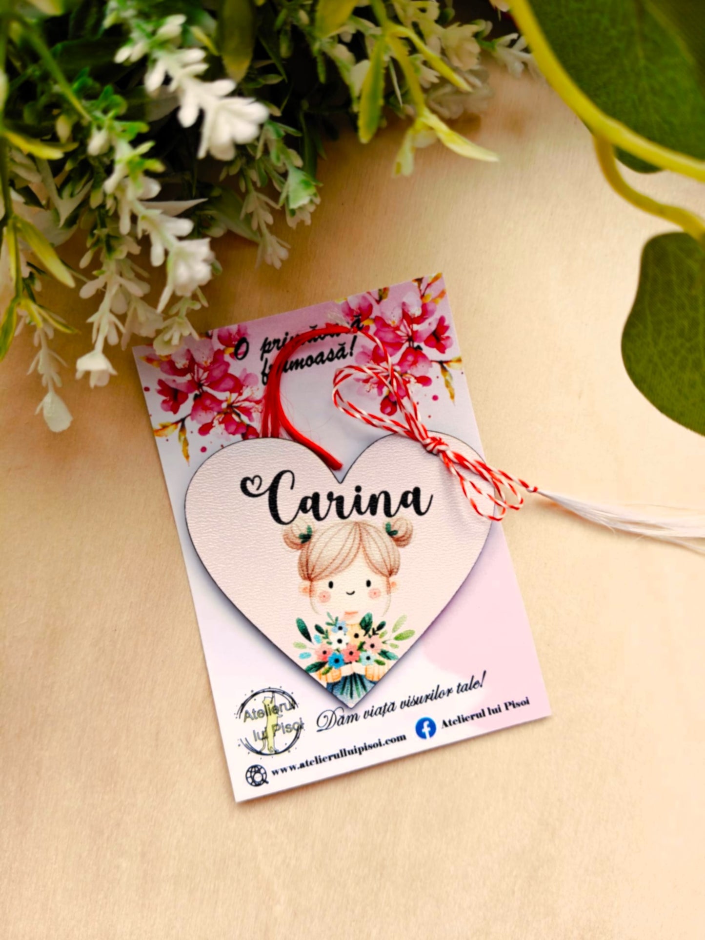 Martisor personalizat lemn fetita gradinita-ALTP 11