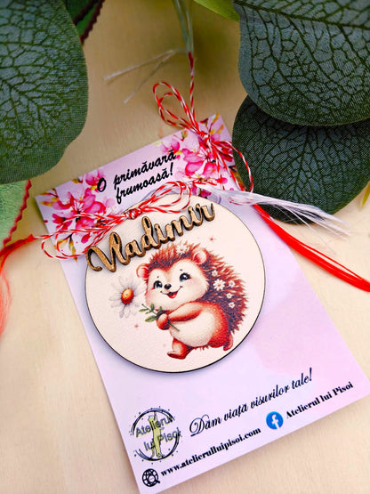 Martisor personalizat lemn-Arici- ALTP 64