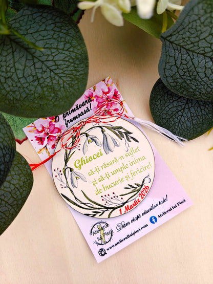 Martisor personalizat lemn ghiocei - ALTP 34