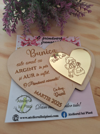 Martisor din lemn tip placheta-Bunica-ALTP 2