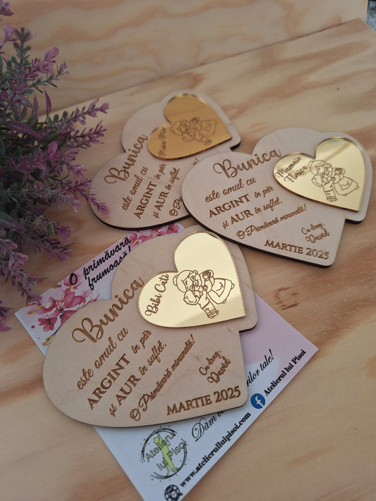 Martisor din lemn tip placheta-Bunica-ALTP 2