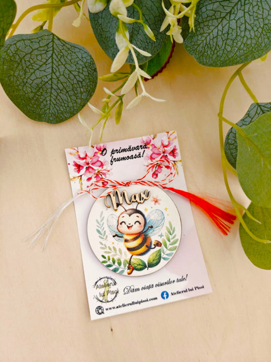 Martisor personalizat lemn- Albina- ALTP 31